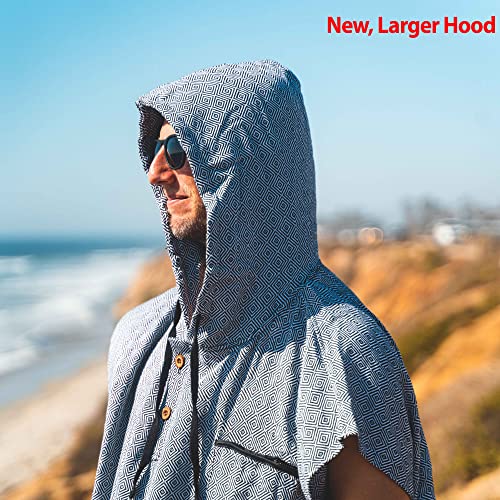 Open Road Goods Surf Poncho - 100 Cotton Adult Hooded Changing Towel | Grey Black Turkish Robe | Surf Change Poncho, Surfers Robe, Wetsuit Changing Robe | Men & Womens Swim Parka - Image 3