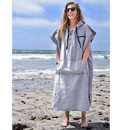 Open Road Goods Surf Poncho - 100 Cotton Adult Hooded Changing Towel | Grey Black Turkish Robe | Surf Change Poncho, Surfers Robe, Wetsuit Changing Robe | Men & Womens Swim Parka - Image 4