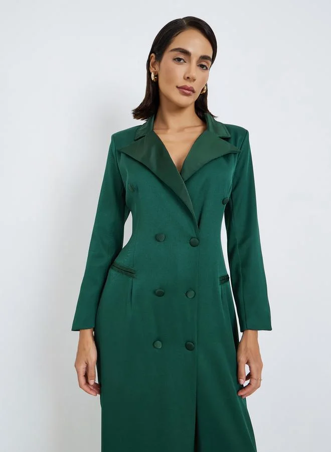 ستايلي فستان بليزر طويل بأزرار مزدوجة