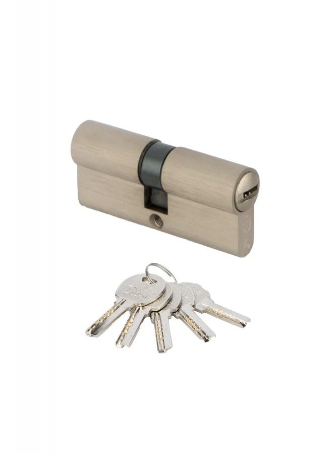 Lozan Double Wafer Entrance Copper Cylinder Lock with 5 Keys Door Safety Home Security Hardware Suitcase Luggage Cabinet Locker Defender 70mm 