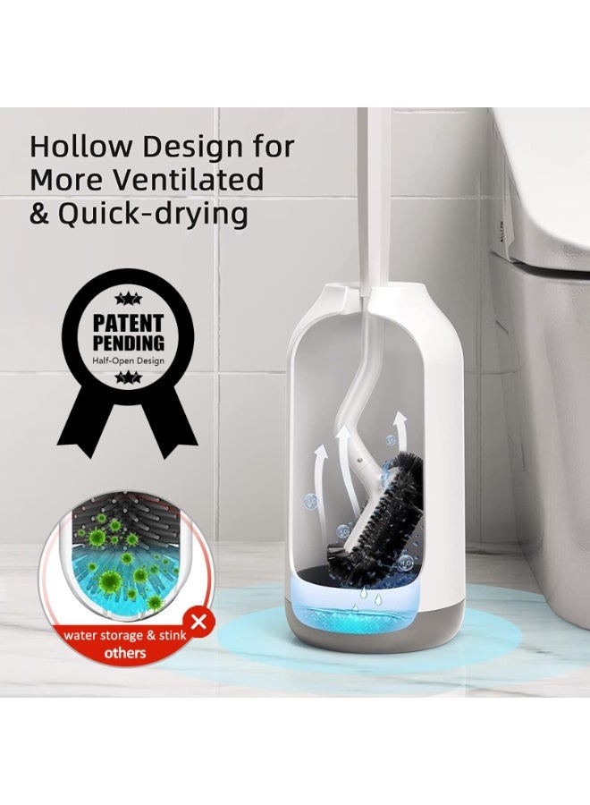 HOMESTAR Angled Toilet Brush Set With Holder - Long Handle Bathroom Cleaning Brush For Hard-to-Reach Areas, Dense Bristles & Non-Scratch Surface, Ergonomic S-Shape Design For Effective Cleaning, Curved Bristles for Deep Edge Cleaning, Ideal for RV Bathroom & Home Use, White Decorative Bathroom Accessory - Image 4