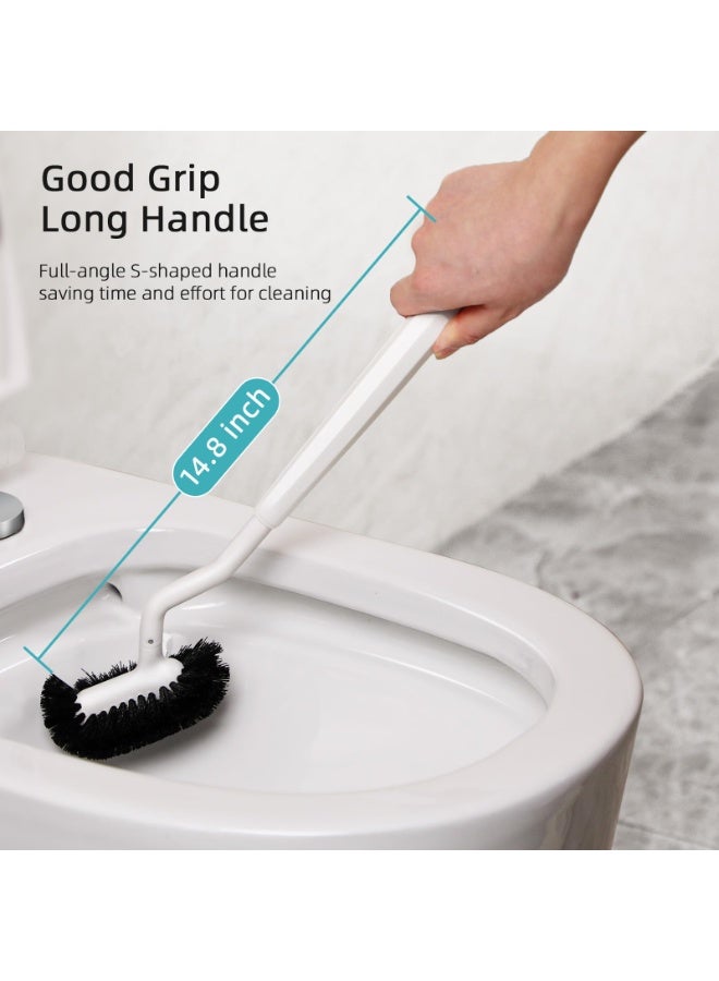 HOMESTAR Angled Toilet Brush Set With Holder - Long Handle Bathroom Cleaning Brush For Hard-to-Reach Areas, Dense Bristles & Non-Scratch Surface, Ergonomic S-Shape Design For Effective Cleaning, Curved Bristles for Deep Edge Cleaning, Ideal for RV Bathroom & Home Use, White Decorative Bathroom Accessory - Image 5