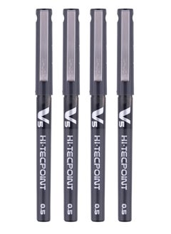 PILOT 4-Piece Hi-tecpoint V5 Fine Rollerball Pen Black Ink  - Image 1
