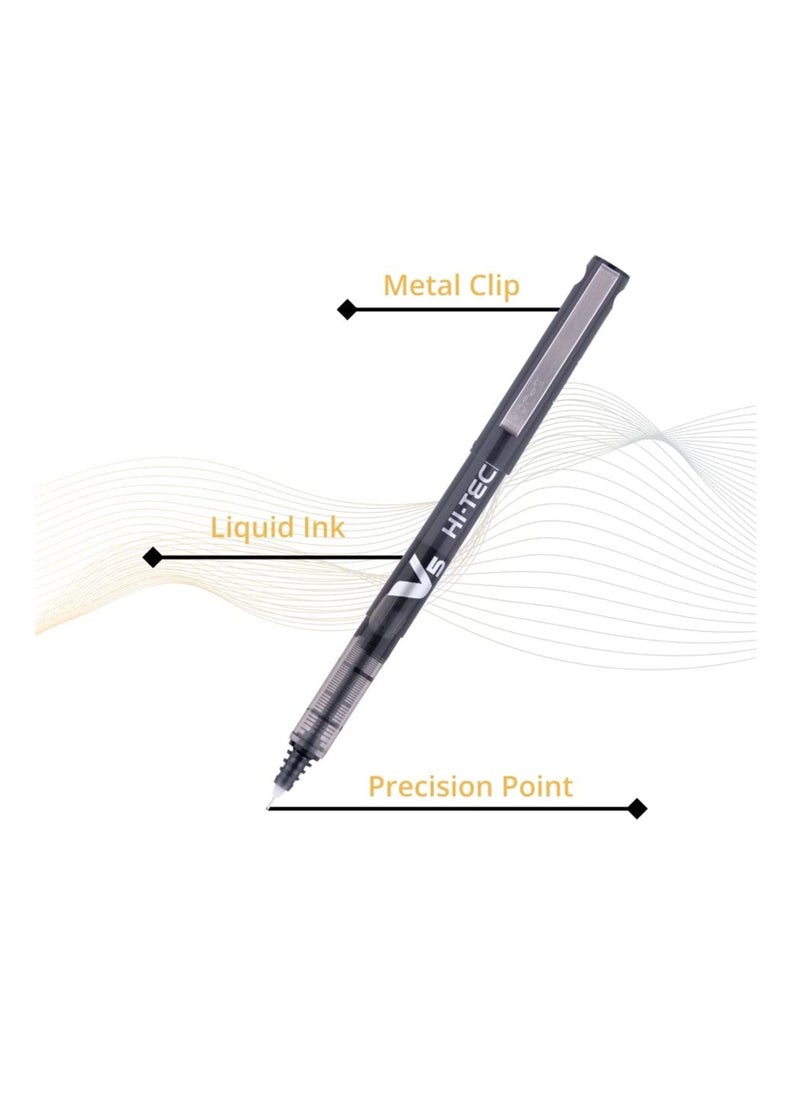 PILOT 4-Piece Hi-tecpoint V5 Fine Rollerball Pen Black Ink  - Image 3