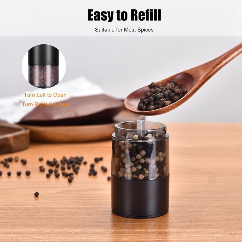 Telfun Electric Salt and Pepper Grinder Set-Rechargeable Salt and Pepper Mill Set All in One, Automatic Refillable Adjustable Coarseness Ceramic Grinder, Salt and Pepper Shakers for Kitchen Appliances - Image 3