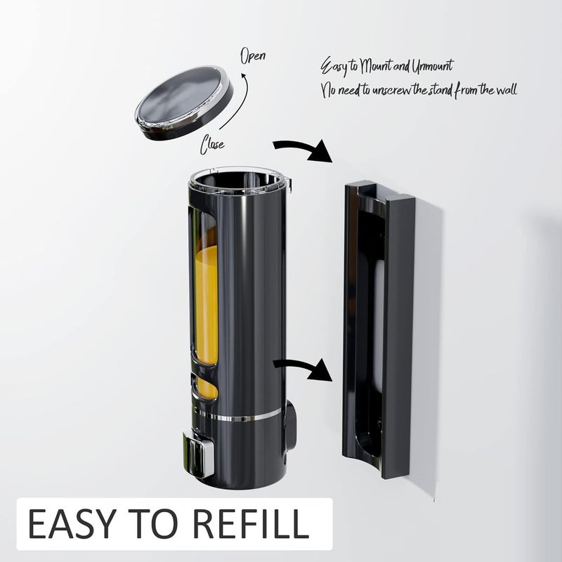 MAYUR ÖCICH 400 ML Cylindrical ABS Black Wall Mounted Shampoo Sanitizer Lotion Hand Dish Wash Gel Liquid Soap Dispenser for Bathroom Kitchen (4) - Image 3