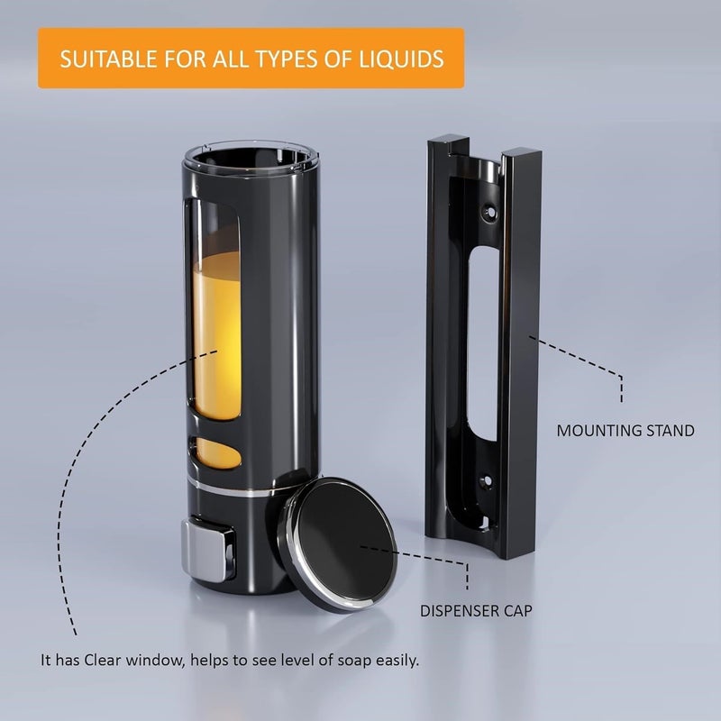 MAYUR ÖCICH 400 ML Cylindrical ABS Black Wall Mounted Shampoo Sanitizer Lotion Hand Dish Wash Gel Liquid Soap Dispenser for Bathroom Kitchen (4) - Image 4