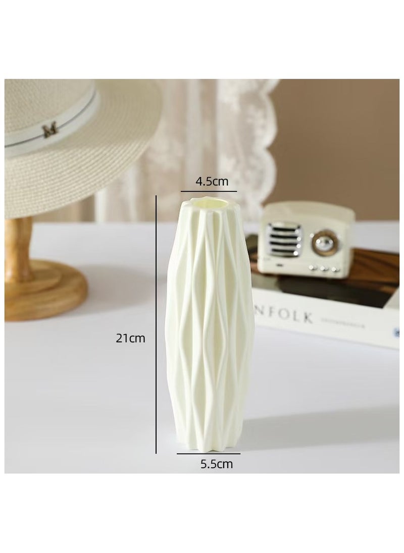 ماركة غير محددة Plastic Vases, Home Decoration, 2 Piece Imitation Ceramic Flower Pot, Nordic Dried Flower Vases, Lightweight and Easy to Carry Perfect for Office  - Image 3