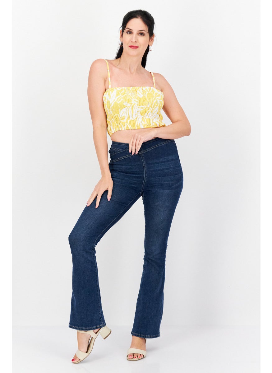 Faithfull The Brand - Women Square Neck Sleeveless Allover Print Tank Top, Yellow - Image 1