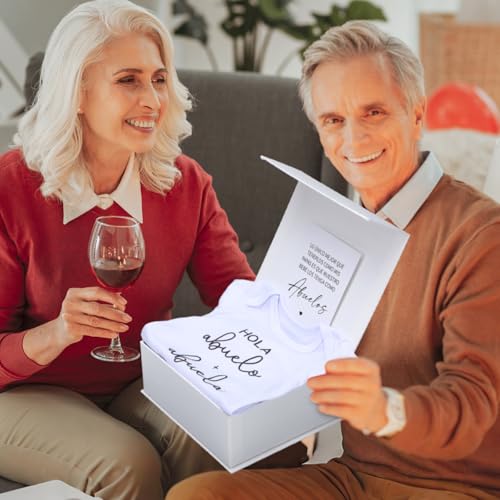 Shyyween 4 Pcs Pregnancy Announcement for Abuelos, Hola Abuelos Baby Bodysuit Pregnancy Reveal Card Baby Announcement Gift Box with Gifts Set - Image 5