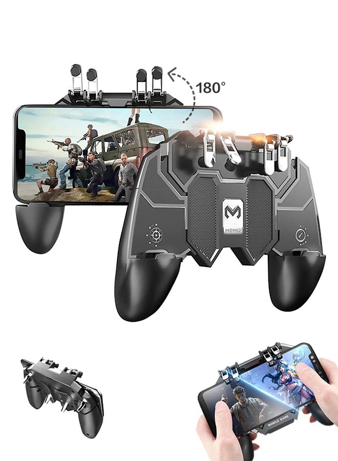 SUNDAREE وحدة تحكم ألعاب للهواتف المحمولة، وحدة تحكم مطورة للهواتف مزودة بخاصية الضغط بستة أصابع، حساسة لإطلاق النار والتصويب، متوافقة مع أجهزة أندرويد وiOS للعبة PUBG - Image 1