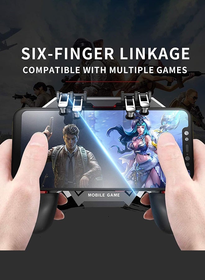 SUNDAREE وحدة تحكم ألعاب للهواتف المحمولة، وحدة تحكم مطورة للهواتف مزودة بخاصية الضغط بستة أصابع، حساسة لإطلاق النار والتصويب، متوافقة مع أجهزة أندرويد وiOS للعبة PUBG - Image 5