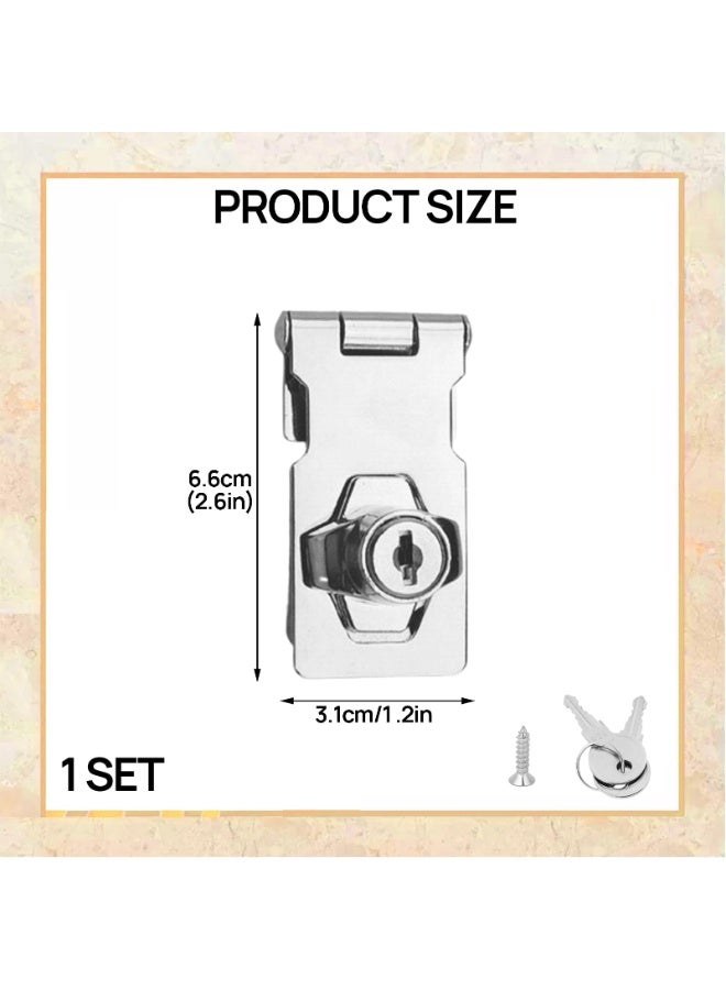 1 Set Door Lock, 2.5 Inch Lock for Bedroom Door Hasp and Staple Heavy Duty Doorr Lockk with Key Padlocks and Rotate on, Cupboard Locks for Cabinets Cupboard Drawer Gate - Image 2