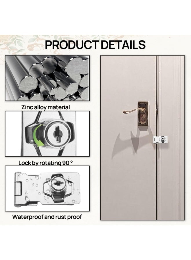 1 Set Door Lock, 2.5 Inch Lock for Bedroom Door Hasp and Staple Heavy Duty Doorr Lockk with Key Padlocks and Rotate on, Cupboard Locks for Cabinets Cupboard Drawer Gate - Image 3