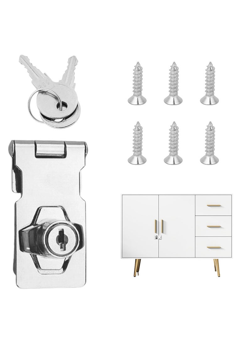 1 Set Door Lock, 2.5 Inch Lock for Bedroom Door Hasp and Staple Heavy Duty Doorr Lockk with Key Padlocks and Rotate on, Cupboard Locks for Cabinets Cupboard Drawer Gate - Image 1