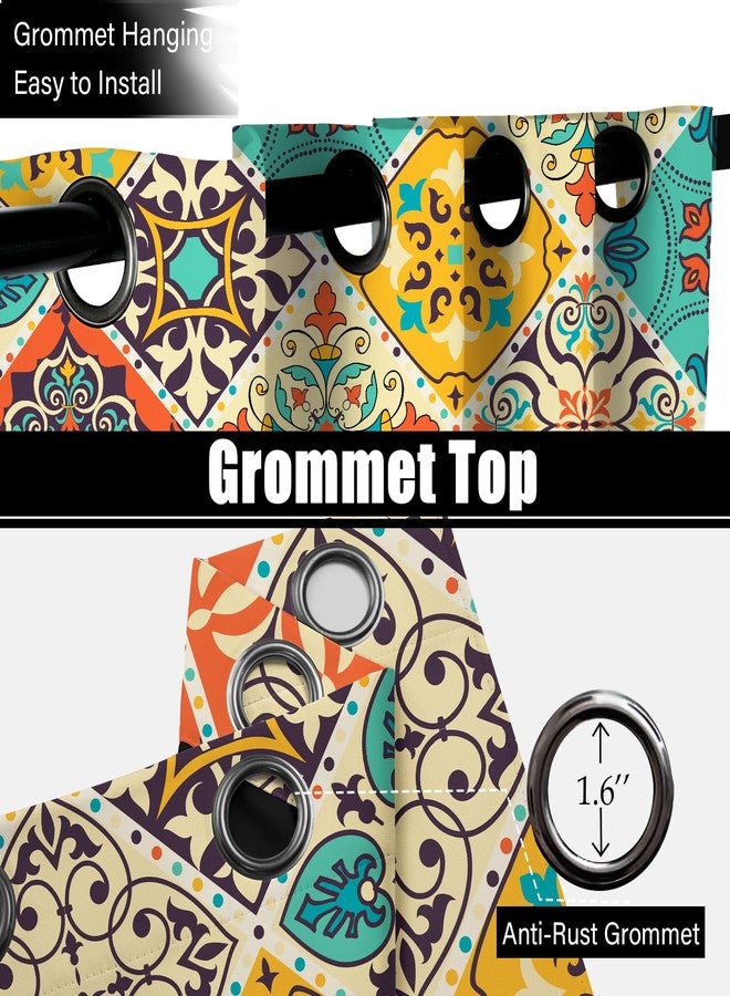 Tyrot Boho 100% Blackout Curtains for Bedroom 84 inch Long 2 Panels Set Bohemian Colorful Mandala Thermal Insulated Room Darkening Window Drapes Patterned Black Out Curtains for Living Room, 52Wx84L - Image 5