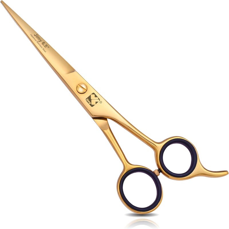 Jimy Professional Hair Scissors 65 Stainless Steel Sharp  Smooth Razor Edge Series Shears for Hair Cutting Hair Cut Scissor for Men  Women and Salon Gold Barber Scissors