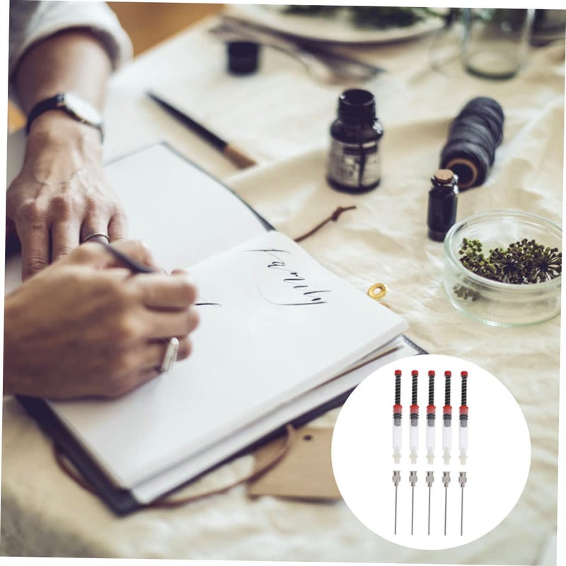 9 Pcs Red Fountain Pen Ink Filler Syringe Converter With Needle Tip Ink Absorber - Image 5