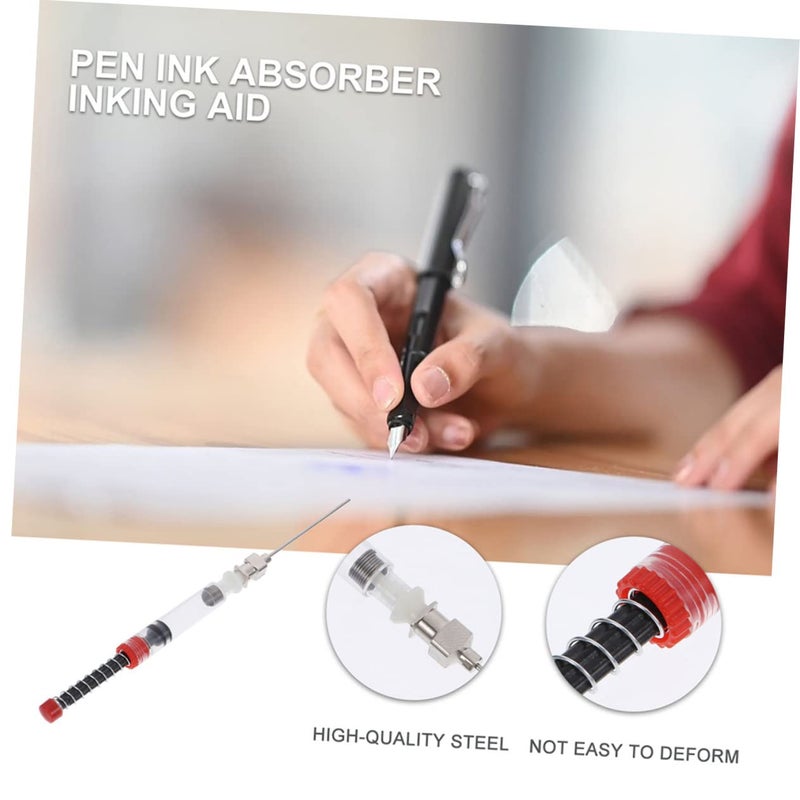 9 Pcs Red Fountain Pen Ink Filler Syringe Converter With Needle Tip Ink Absorber - Image 4