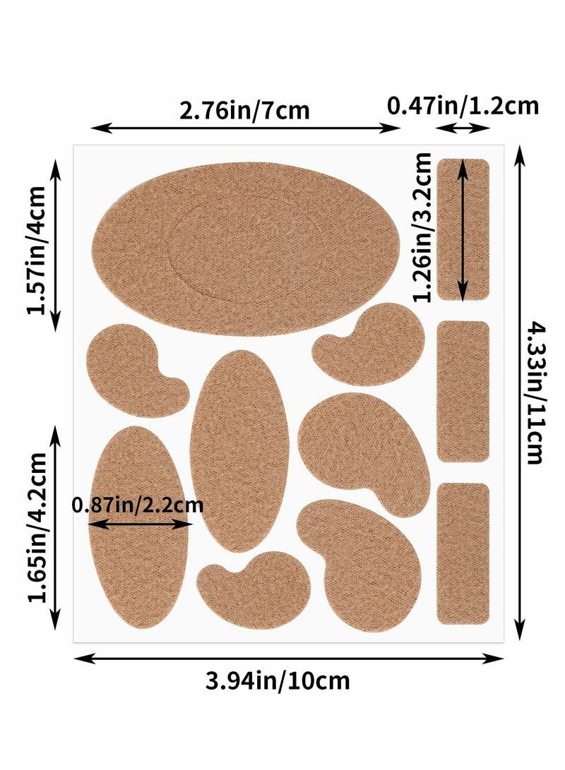 SYOSI Moleskin for Feet, Moleskin Tape Flannel Adhesive Pads Heel Stickers Blister Prevention Pads Anti - wear Heel Pads for Feet Fabric Padding, 11 Shapes (220 Pieces) - Image 2