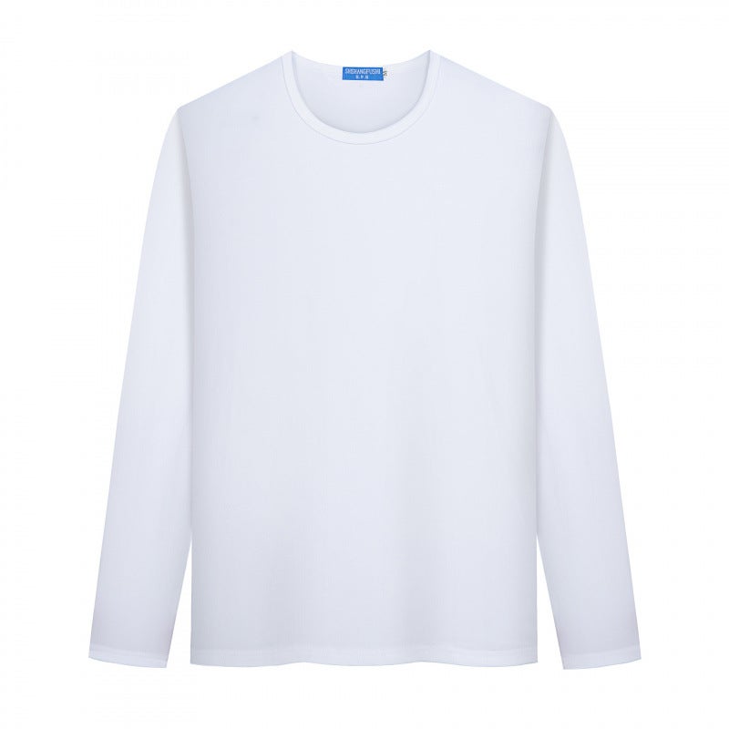 200G Modal Long Sleeve Crewneck Solid Color T-Shirt Diy Printed Personality Po Couple Printed Picture Not Pilling Advertising Shirt - Image 1