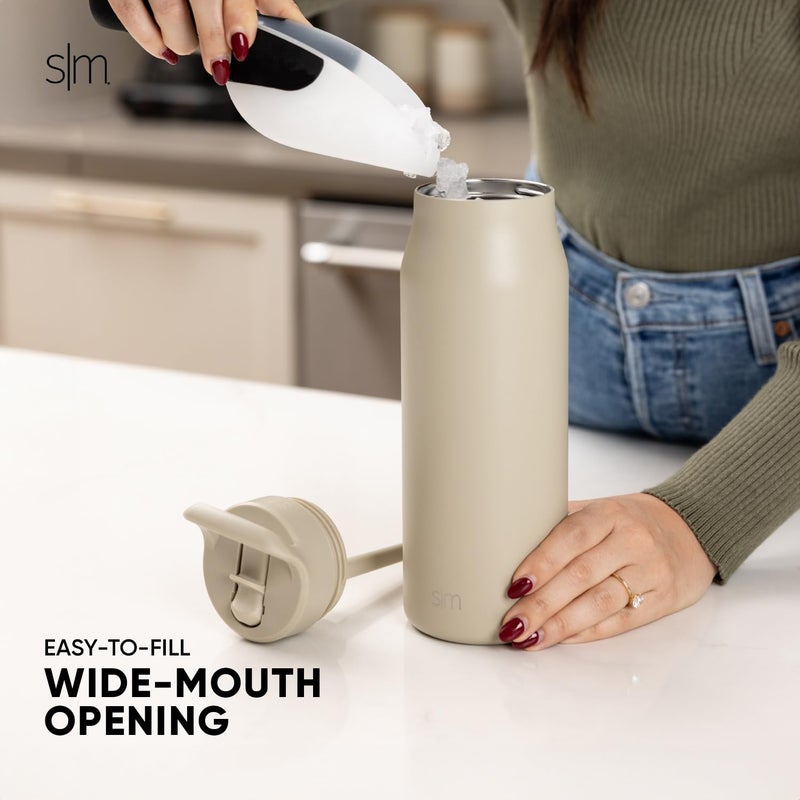 Simple Modern Water Bottle with Straw lid | Insulated Stainless Steel Thermos | Reusable Travel Water Bottles for Gym & Sports | Leak Proof & BPA Free | 34oz, Almond Birch - Image 5