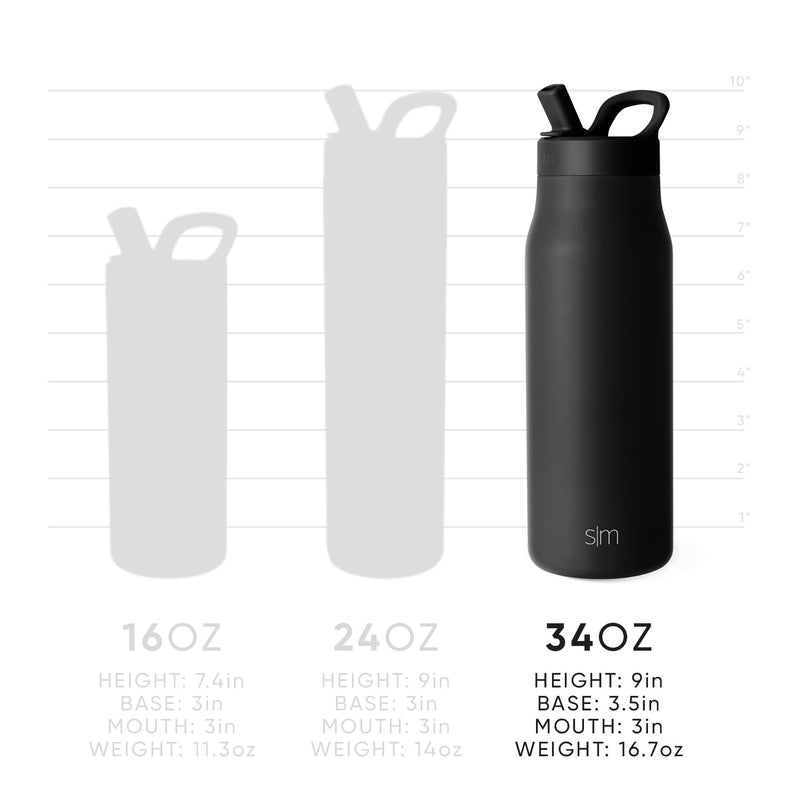 Simple Modern Water Bottle with Straw lid | Insulated Stainless Steel Thermos | Reusable Travel Water Bottles for Gym & Sports | Leak Proof & BPA Free | 34oz, Almond Birch - Image 4