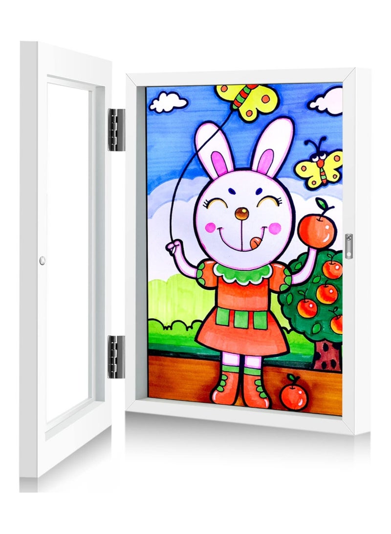 Excefore Kids Art Frames, Front Opening and Changeable Picture Display for A4 Art-Work, Storage Frames, Crafts, Drawing, Hanging Art, 8.3x11.8 (White, 1 Pack)  - Image 1