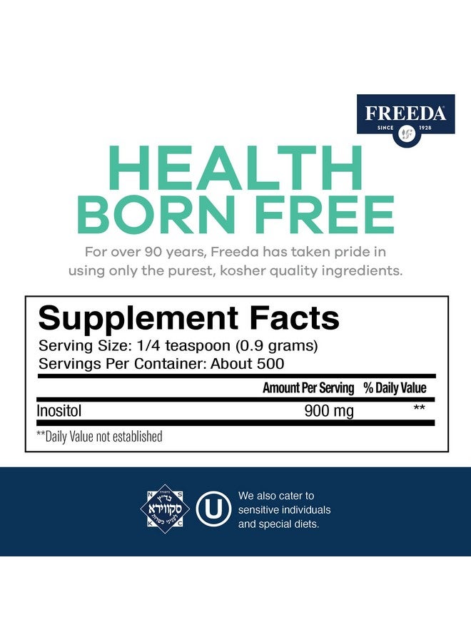 FREEDA Pure Inositol Powder - Myo-Inositol for Mood & Hormone Balance, Kosher, Vegan, Gluten-Free, No Additives, Easy-to-Mix (16 oz, 500 Servings) - Supports PCOS & Fertility - Image 3