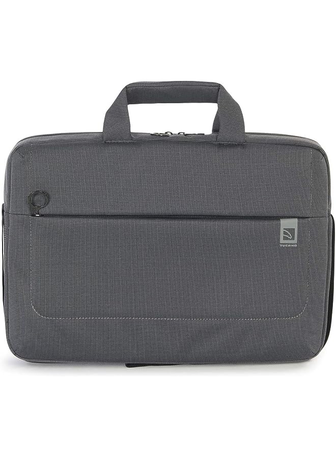 Tucano حقيبة لابتوب متعددة الجيوب بحجم 13-14 بوصة بسعة كبيرة حقيبة كتف لملحقات إلكترونية | حقيبة حمل سوداء/رمادية - Image 1