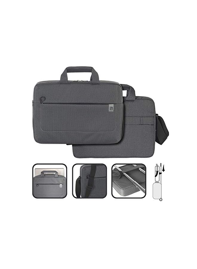 Tucano حقيبة لابتوب متعددة الجيوب بحجم 13-14 بوصة بسعة كبيرة حقيبة كتف لملحقات إلكترونية | حقيبة حمل سوداء/رمادية - Image 3