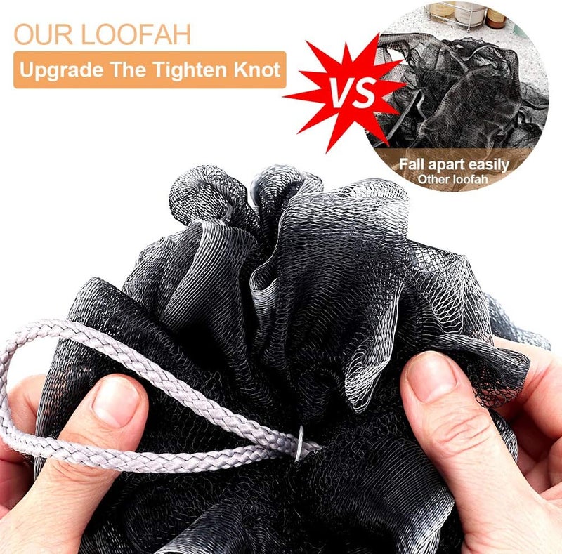 novosun Loofah Bath Sponge, Soft Shower Sponge Set Extra Large Mesh Pouf Scrubber for Men and Women Exfoliate,Wash Sponge,Cleanse,Soothe Skin Pack of 4, XL 75g - Image 2