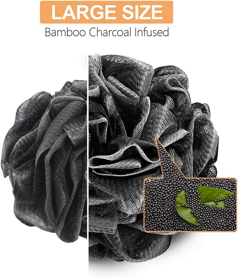 novosun Loofah Bath Sponge, Soft Shower Sponge Set Extra Large Mesh Pouf Scrubber for Men and Women Exfoliate,Wash Sponge,Cleanse,Soothe Skin Pack of 4, XL 75g - Image 4