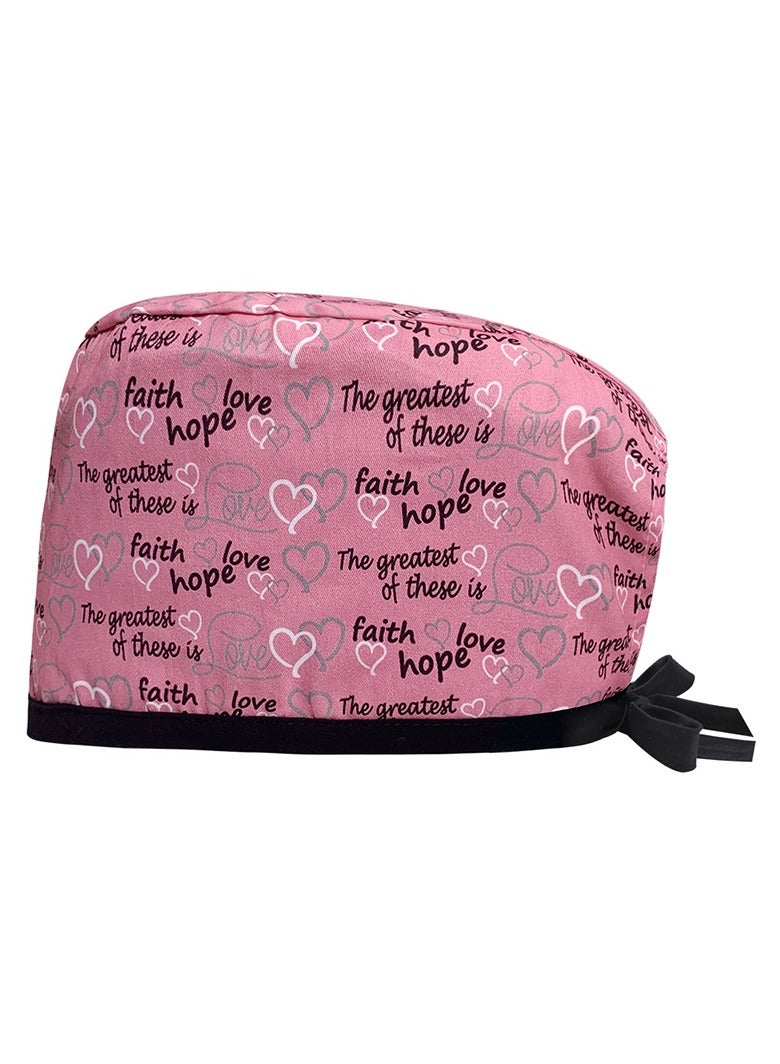 KUYING Cotton Printed Surgical Cap Strap Adjustable Medical Work Cap