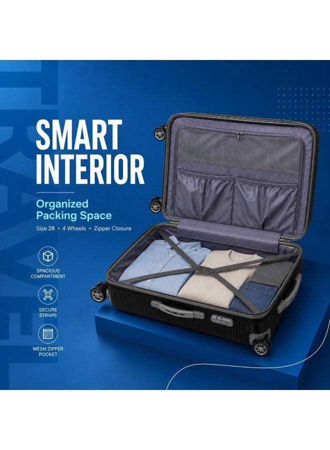 Large Luggage Trolley Suitcase with 4 Spinner Wheels, Secure Lock, Spacious Interior and Durable Design for Travel and Long Trips - Image 4