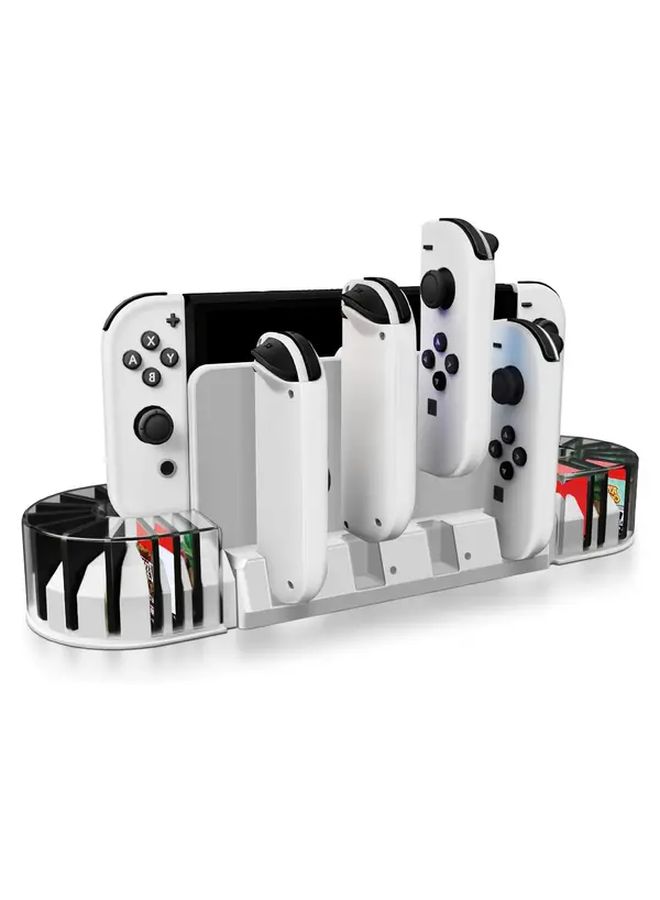 White Charging Dock Stand With 20 Game Card Storage Compatible For Switch - Image 3
