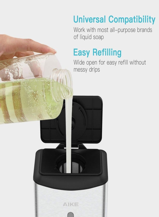 AIKE Automatic Soap Dispenser Commercial Wall Mounted Liquid Dispenser Brushed Stainless Steel Finish 1100ml Large Capacity - Image 3