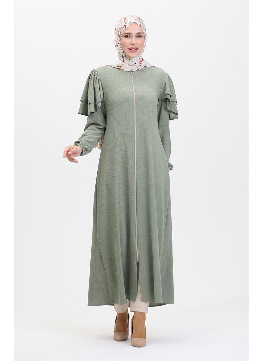 Frilled Sleeve Abaya 1050-05 Almond Green - pzsku/ZB3D0A143CC6773291056Z/45/_/1738786573/3773027c-1da9-4b6d-88eb-a1bb7709f65f