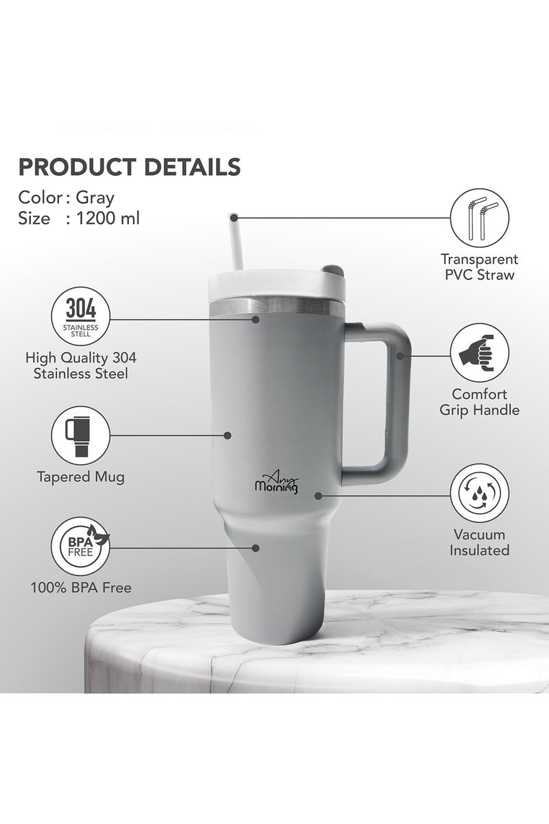 Any Morning Vacuum Insulated Mug 1200ml, Large Coffee Mug, Double-Layer Stainless Steel Cup, Keep Beverages 9 Hours Hot and 12 Hours Cold, Leakproof Lid, Fits Car Cup Holder, Stylish Thermos Mug - Image 3