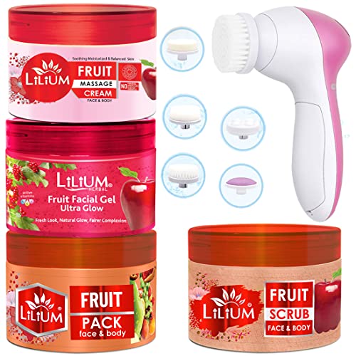 Lilium Fruit Facial Kit & Multifunction 5in1 Massager, 1Kg - Image 1