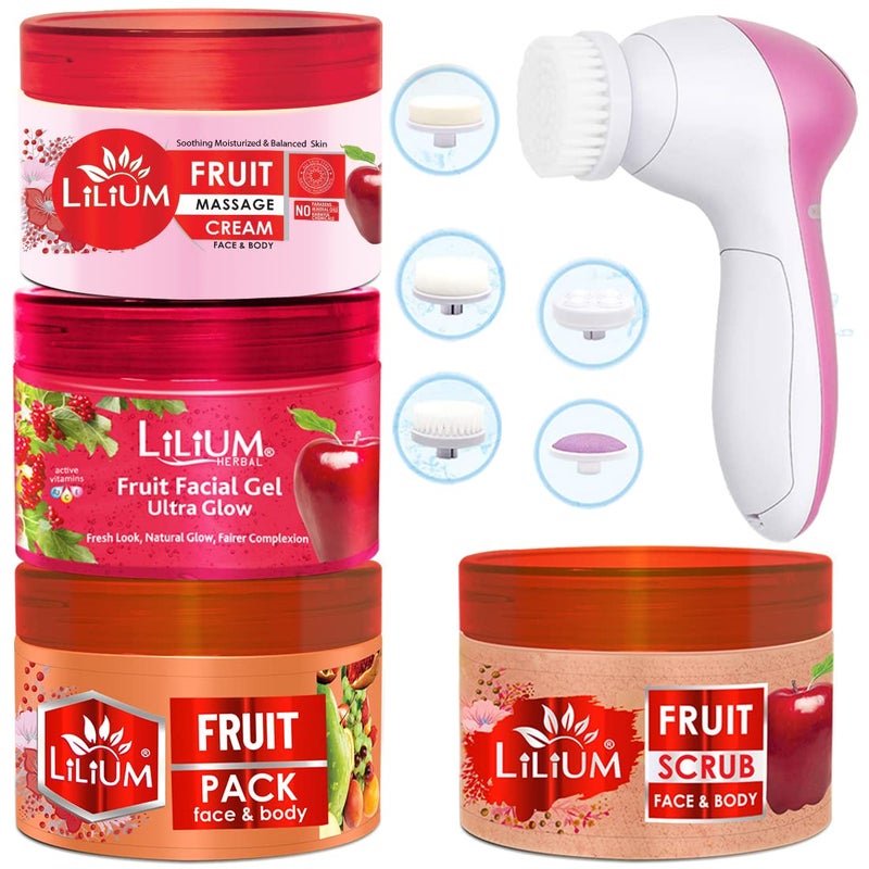Lilium Fruit Facial Kit & Multifunction 5in1 Massager, 1Kg - Image 4