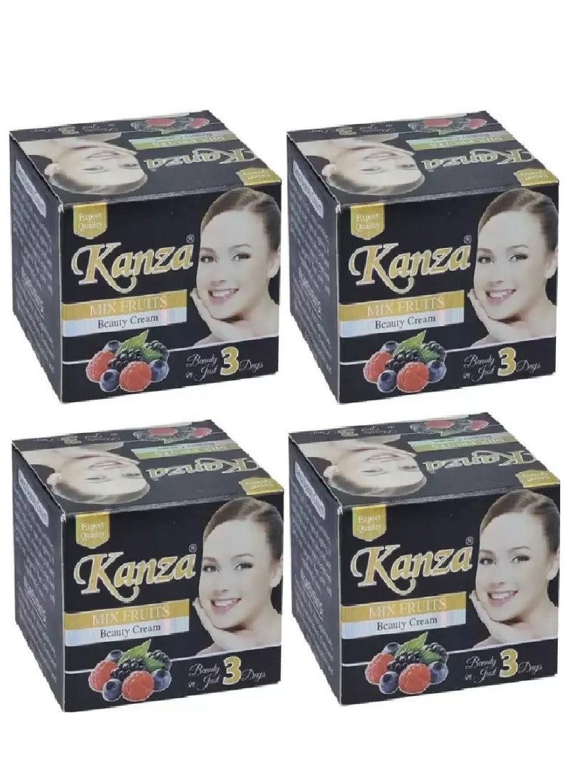 كنزه 4 قطع من كريم الجمال لتفتيح البشرة بالفواكه المشكلة 4X50 جرام - Image 1