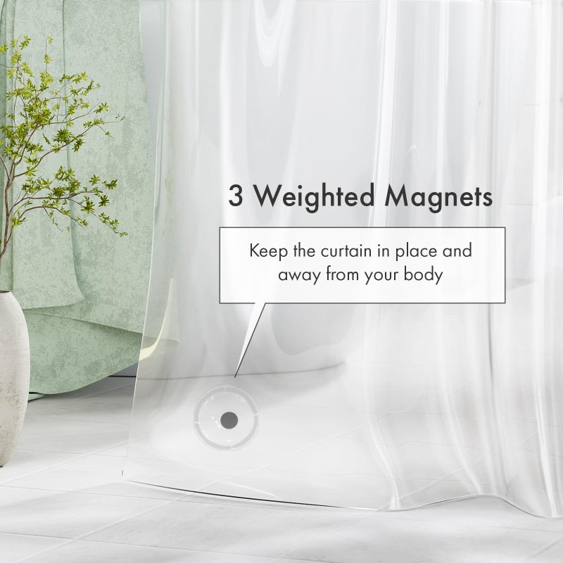 Amazer Extra Long Shower Curtain Liner 72 x 84 Clear Shower Liner Medium Weight PEVA Waterproof Inside Shower Curtains for Bathroom with 3 Magnets and Rustproof Grommets - Image 5