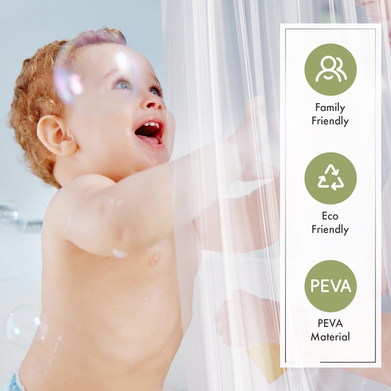 Amazer Extra Long Shower Curtain Liner 72 x 84 Clear Shower Liner Medium Weight PEVA Waterproof Inside Shower Curtains for Bathroom with 3 Magnets and Rustproof Grommets - Image 4
