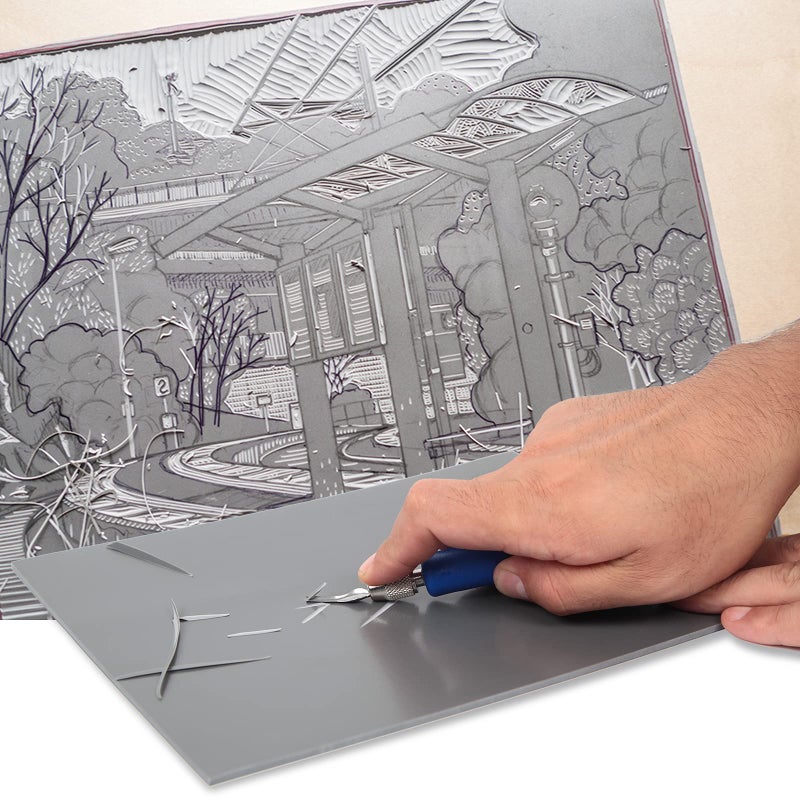Falling in Art Soft Linoleum Carving Block, 9 Inches by 12 Inches, Grey, 2-Pack - Image 3