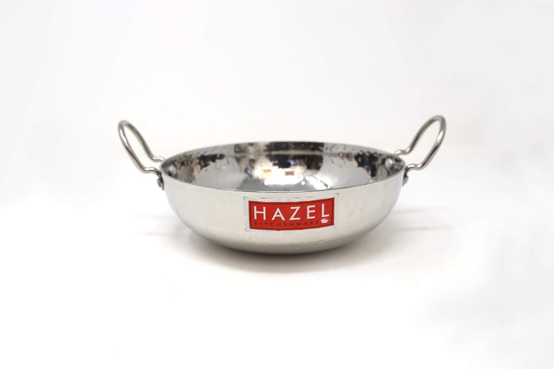 HAZEL Hammered Tone Stainless Steel Deep Kadhai, Diameter 20.5 cm, 1.35 LTR, Silver - Image 2