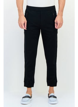 SELECTED Men Cuffed Fit Solid Jogger Pants, Black  - Image 1