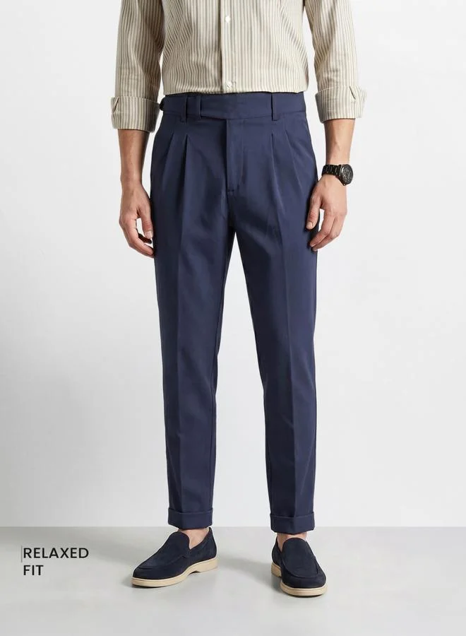 Men Relaxed Fit Solid Trousers