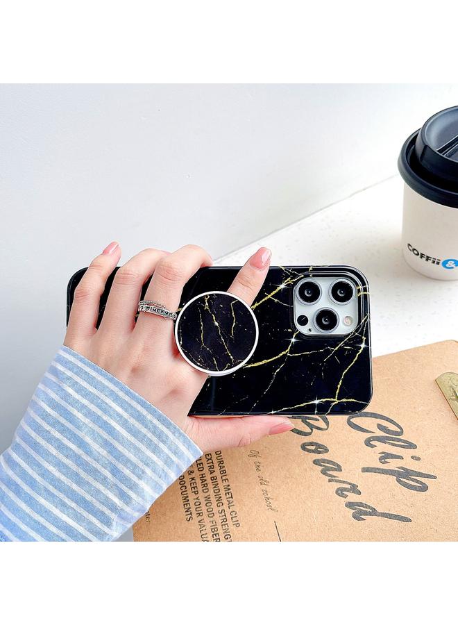 زبون جراب لهاتف iPhone 12 Pro Max مصنوع من مادة TPU السميكة بنمط رخامي مصقول مع حامل قابل للطي - Image 5