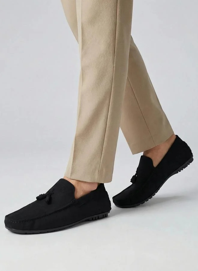 Styli Black Men Black Suede Loafers for Men | Best Price UAE